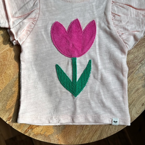 Oh Baby! Tulip Appliqué Flutter Sleeve Top NWT sz: 0/3M - Picture 2 of 6
